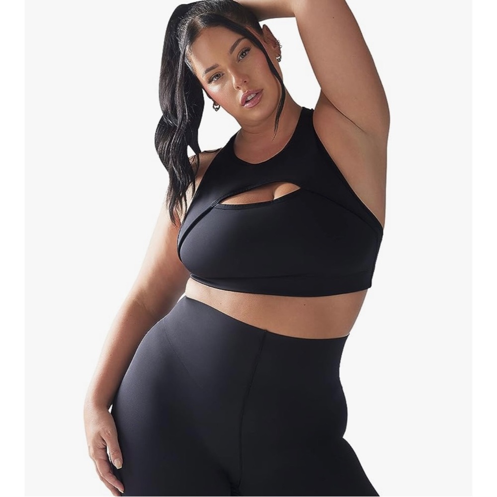 Savage X Fenty Black Hotline Medium-Impact Cutout Sports Bra Size Large